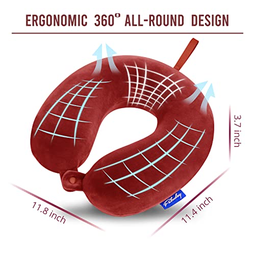 Fabuday Neck Pillows for Travel - Airplane Pillow for Long Flight with Attachable Snap Strap Washable Cover, Memory Foam Travel Rest Pillow for Airplanes, Plane, Neck Support for Adults Red - Image 5