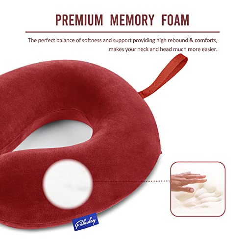 Fabuday Neck Pillows for Travel - Airplane Pillow for Long Flight with Attachable Snap Strap Washable Cover, Memory Foam Travel Rest Pillow for Airplanes, Plane, Neck Support for Adults Red - Image 4