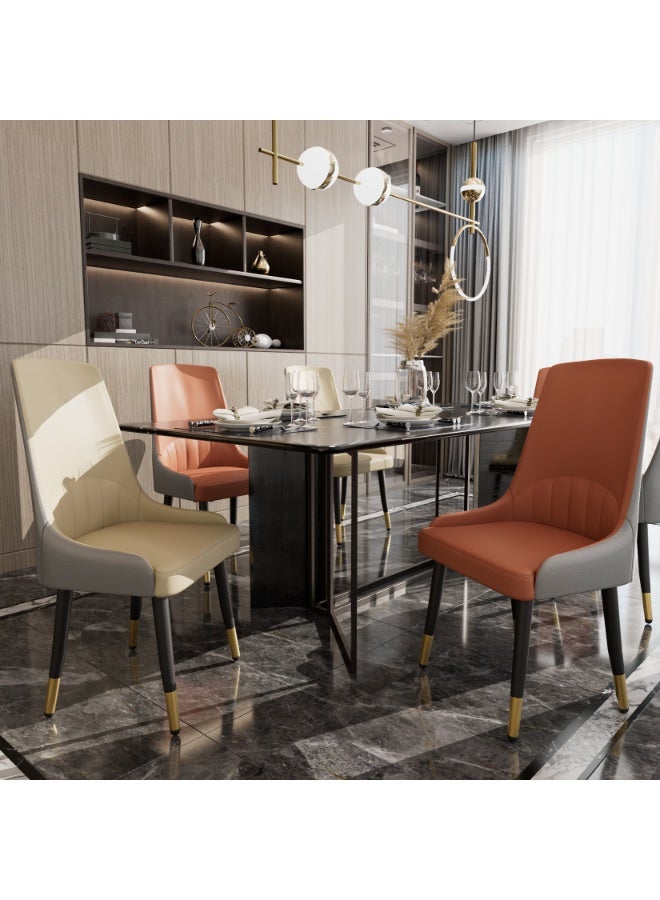 ويسفور مجموعة كراسي طعام مكونة من قطعتين: كراسي طعام مبطنة بالجلد من السيليكون والألياف الدقيقة، أنيقة ومريحة، مقعد سميك، ظهر مرتفع، كرسي كبير لغرفة الطعام في المطبخ، كراسي مطبخ برتقالية مع مسند ظهر - Image 4