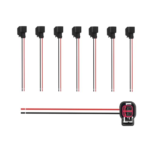 Ozikutech 8 Pcs Fuel Injector Connector Pigtail Engine Fuel Injector Wiring Harness Plug Compatible with Ford F150 Explorer Expedition Crown Victoria Dodge Ram Jeep Cherokee EV6 Replace OEM 5013995AA 15306318 - Image 1