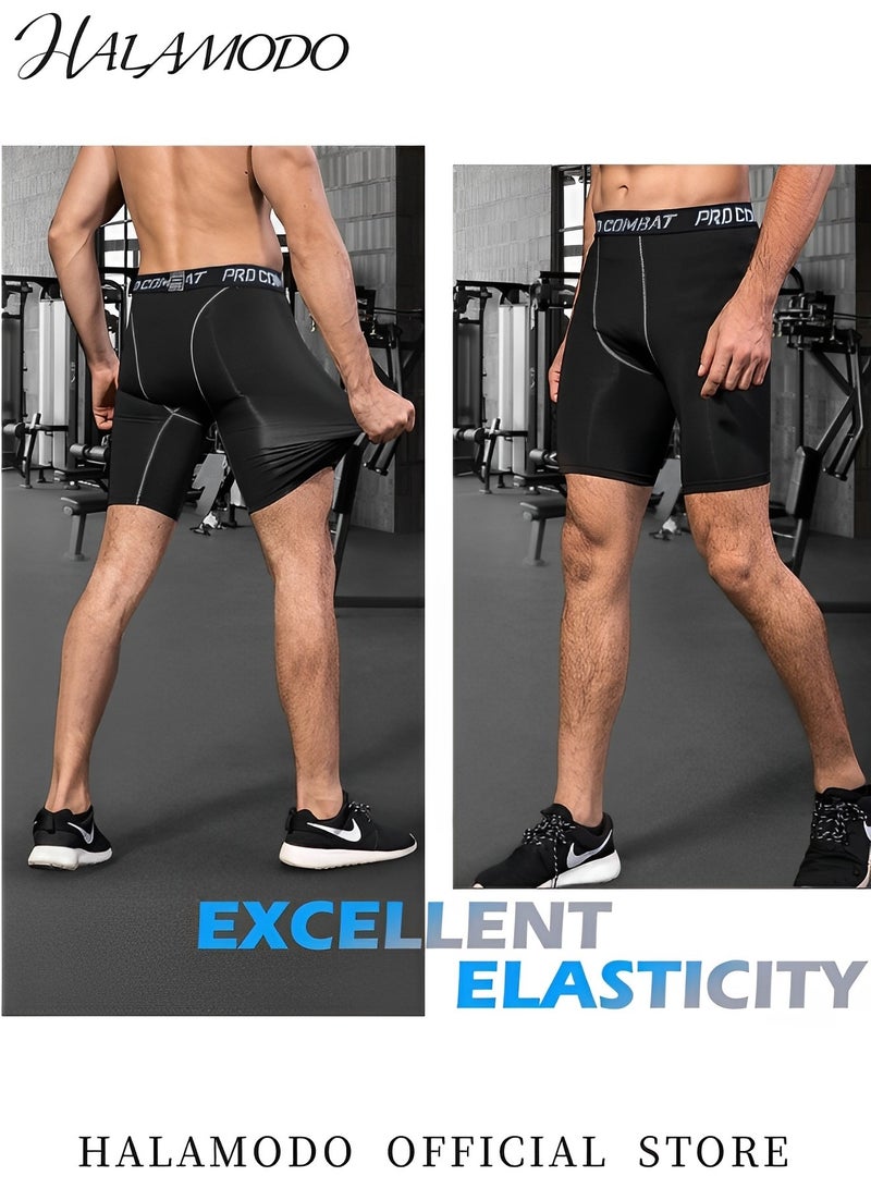 هالامودو شورت ضغط للرجال، شورت تمرين، شورت جري، شورت تدريب سريع الجفاف، مصنوع من قماش عالي الجودة سريع الجفاف، مناسب لمناسبات رياضية متعددة - Image 2