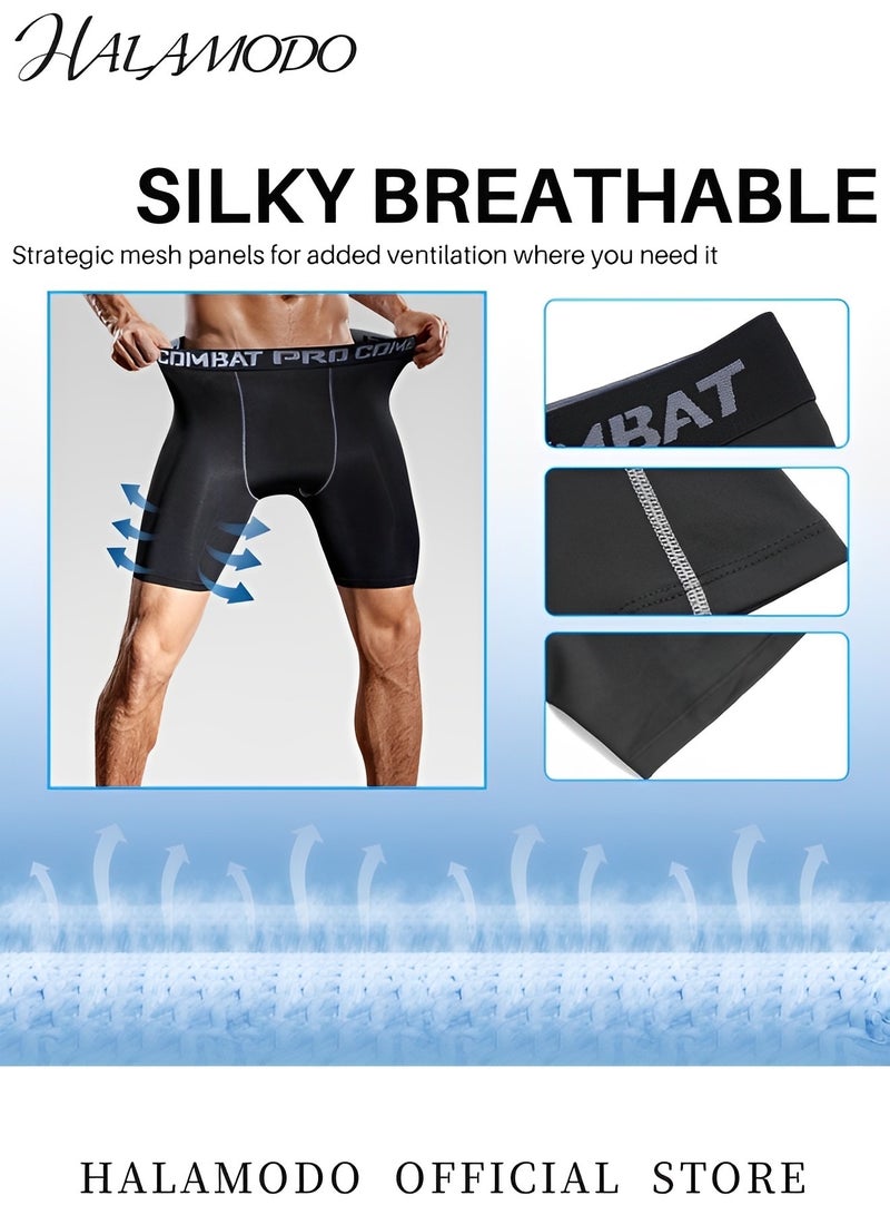 هالامودو شورت ضغط للرجال، شورت تمرين، شورت جري، شورت تدريب سريع الجفاف، مصنوع من قماش عالي الجودة سريع الجفاف، مناسب لمناسبات رياضية متعددة - Image 3