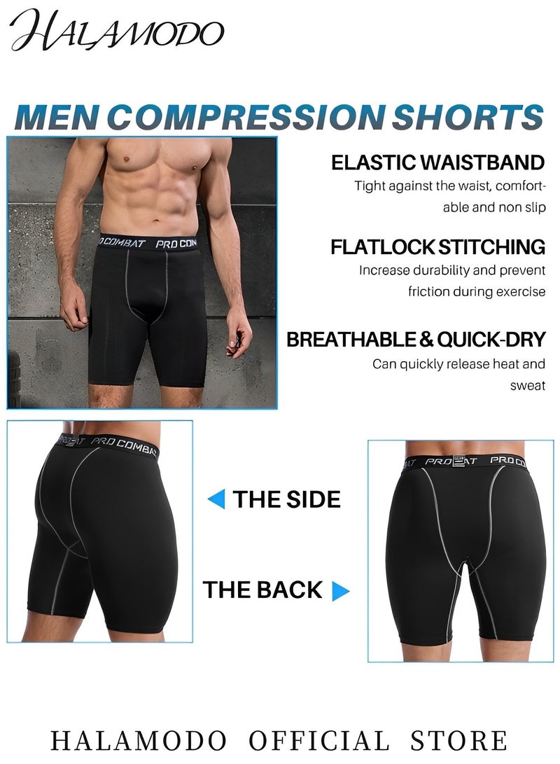 هالامودو شورت ضغط للرجال، شورت تمرين، شورت جري، شورت تدريب سريع الجفاف، مصنوع من قماش عالي الجودة سريع الجفاف، مناسب لمناسبات رياضية متعددة - Image 4