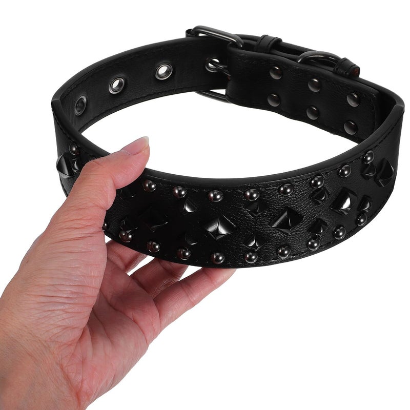 Spiked Dog Collar With Square Rivets Adjustable Black Small For Mastiffs Rottweilers - Image 5