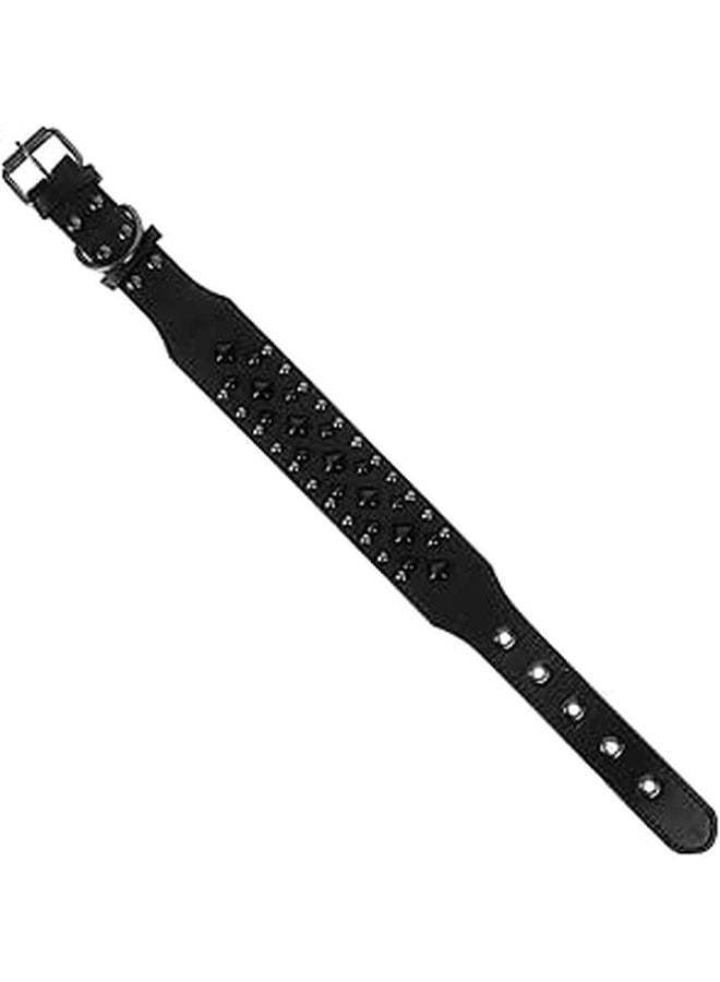 Spiked Dog Collar With Square Rivets Adjustable Black Small For Mastiffs Rottweilers - Image 1