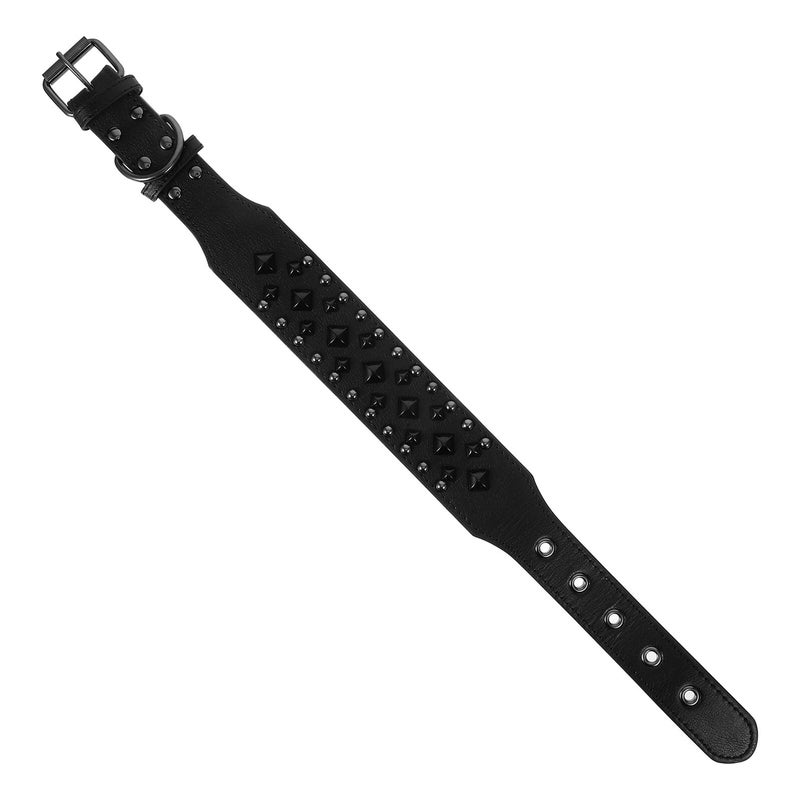 Spiked Dog Collar With Square Rivets Adjustable Black Small For Mastiffs Rottweilers - Image 2