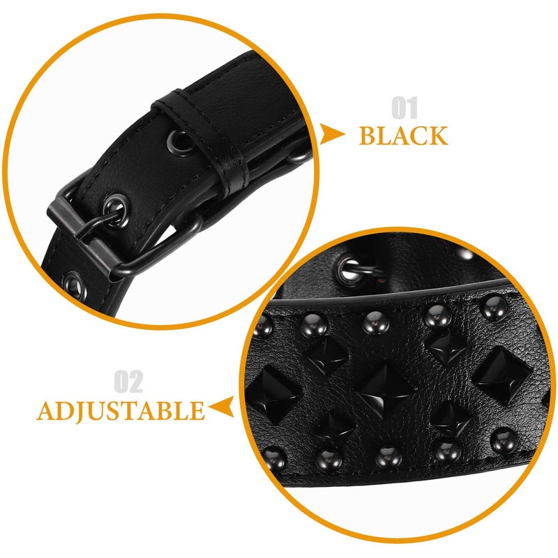 Spiked Dog Collar With Square Rivets Adjustable Black Small For Mastiffs Rottweilers - Image 4
