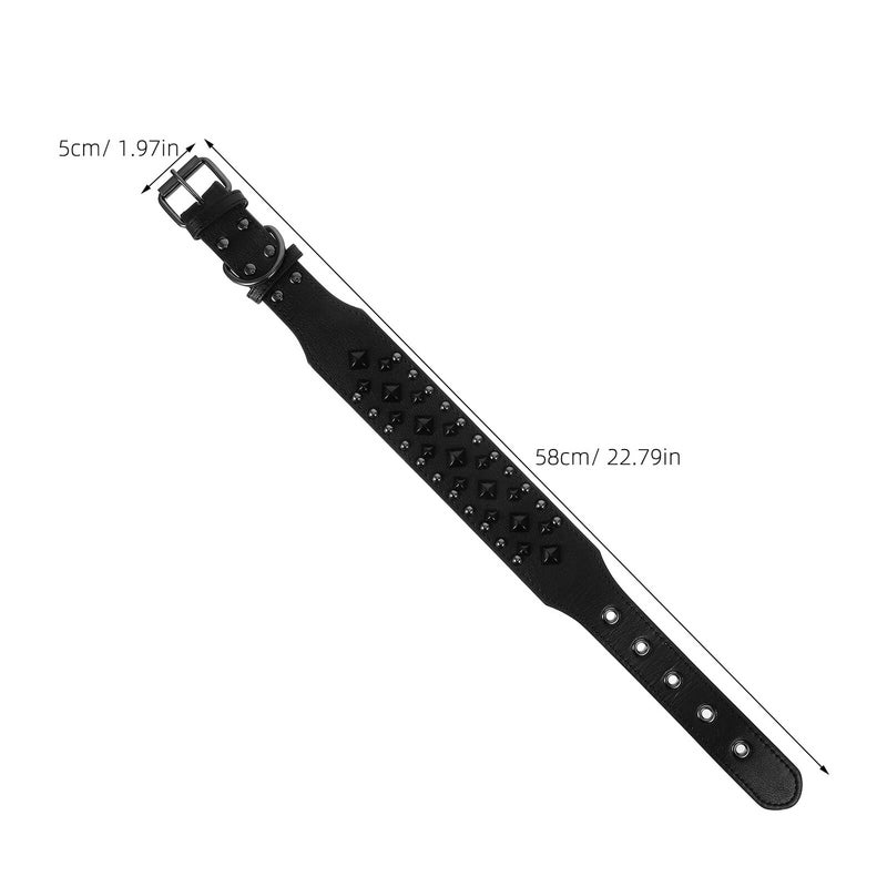 Spiked Dog Collar With Square Rivets Adjustable Black Small For Mastiffs Rottweilers - Image 3