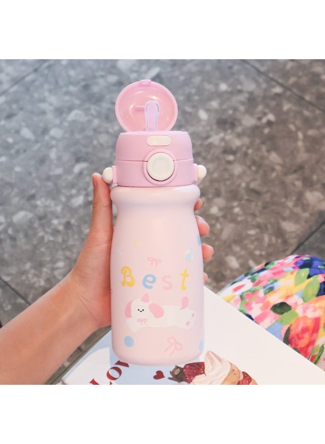 SKT Shiketro 500ML Cartoon Liling Kettle 316 Stainless Steel Insulated Cup Portable Dual Drinking Straw Water Bottle for Children - Image 5