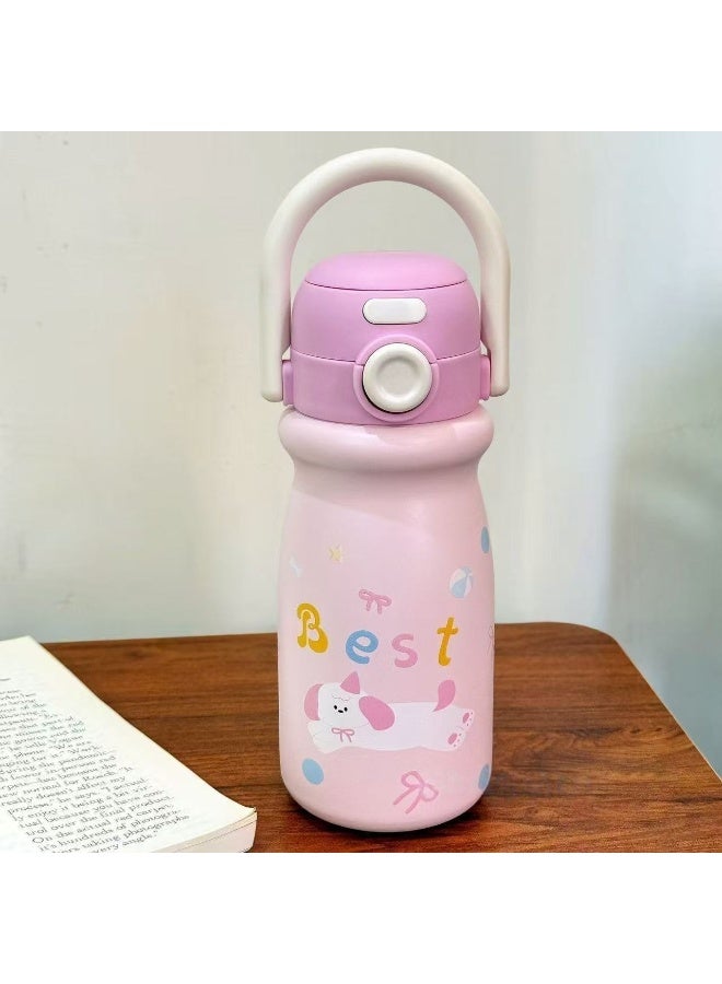 SKT Shiketro 500ML Cartoon Liling Kettle 316 Stainless Steel Insulated Cup Portable Dual Drinking Straw Water Bottle for Children - Image 1