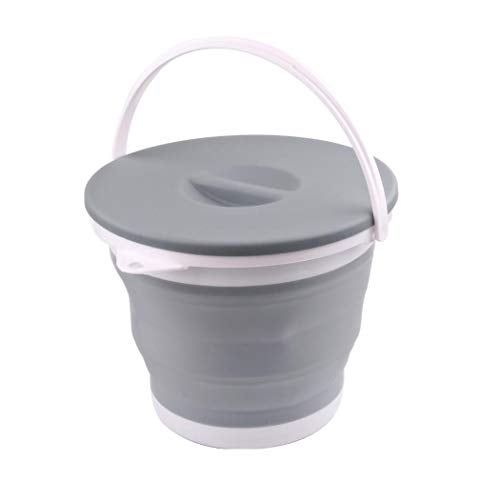 Ahyuan Collapsible Water Bucket with Locking Lid Multifunction Foldable Round Tub Water Pot Portable Water Pail Space Saving Water Container for RV Camping Marine Outdoor Activities and Home Gray
