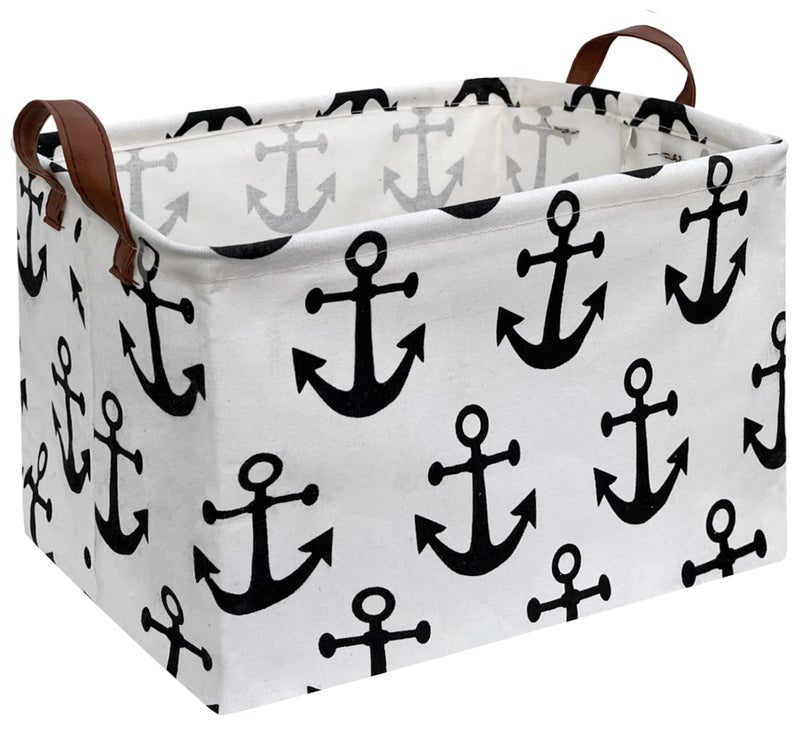 CLOCOR Rectangular Storage BasketCollapsible Cute Pattern Storage BinWaterproof Coating Storage Box with Handles Gift BasketsToy OrganizerShelf Basket Anchor