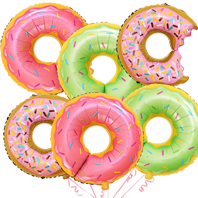 KHC-KHF 6PCS LargeDonutBalloons Doughnut Balloon Video Game Candy Sprinkle Balloon Birthday Decorations for Boys Girls Party Supply - Image 3
