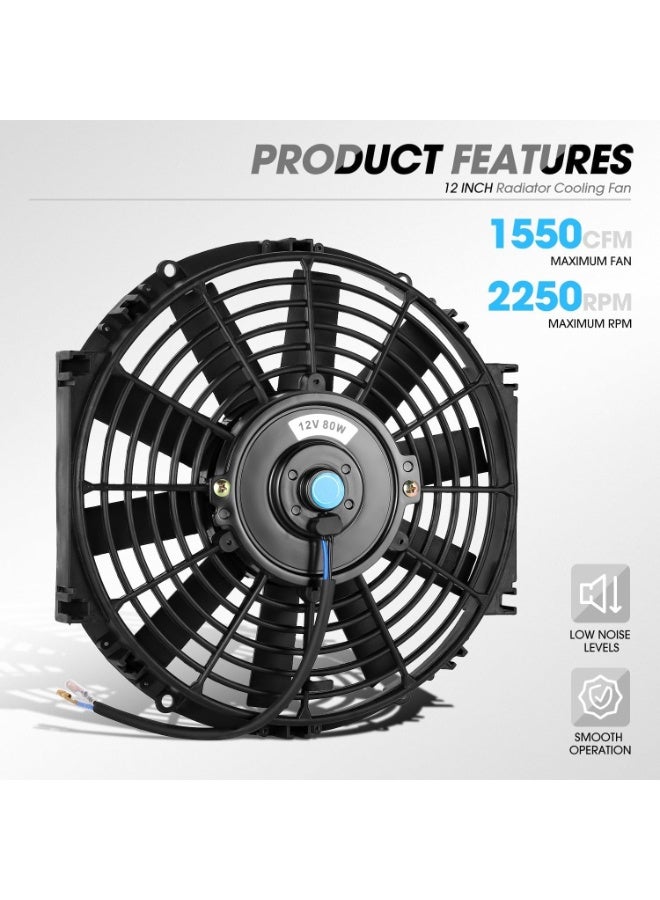 12" High Performace Electric Cooling Slim Radiator Fan w/Mounting Kit (Black),RAF-12+FMK - Image 4