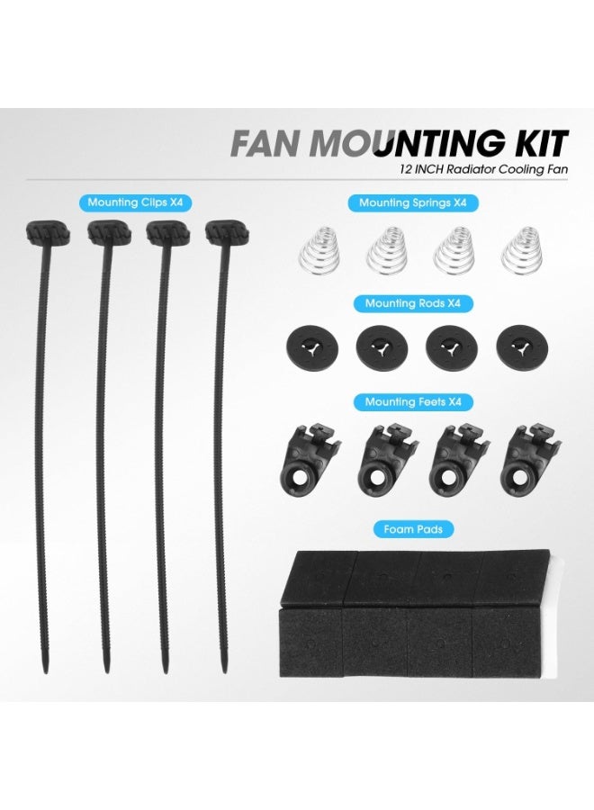 12" High Performace Electric Cooling Slim Radiator Fan w/Mounting Kit (Black),RAF-12+FMK - Image 3