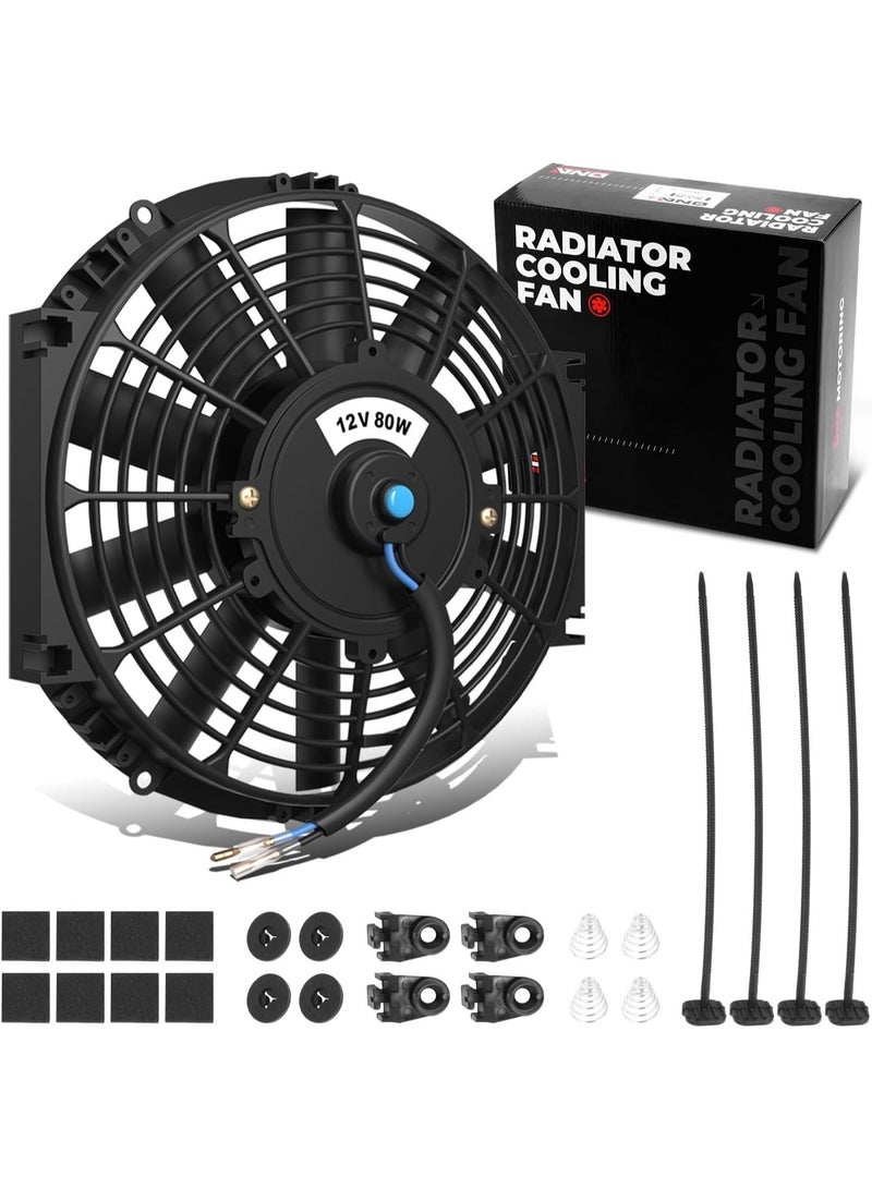 12" High Performace Electric Cooling Slim Radiator Fan w/Mounting Kit (Black),RAF-12+FMK - Image 1