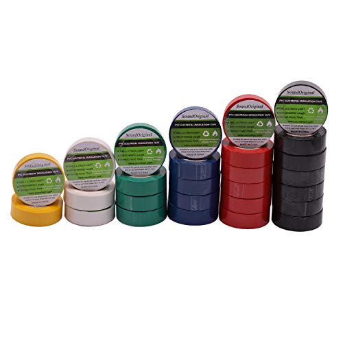 SoundOriginal Electrical Tape Colors 6 Pack 0.7-Inch by 30 Feet, Voltage Level 600V Dustproof, Adhesive for General Home Vehicle Auto Car Power Circuit Wiring Multicolor - Image 5