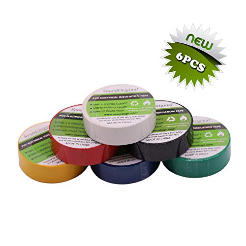 SoundOriginal Electrical Tape Colors 6 Pack 0.7-Inch by 30 Feet, Voltage Level 600V Dustproof, Adhesive for General Home Vehicle Auto Car Power Circuit Wiring Multicolor - Image 4