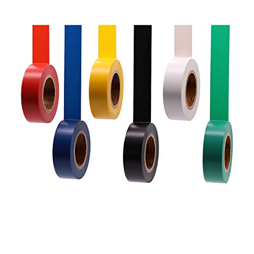 SoundOriginal Electrical Tape Colors 6 Pack 0.7-Inch by 30 Feet, Voltage Level 600V Dustproof, Adhesive for General Home Vehicle Auto Car Power Circuit Wiring Multicolor - Image 1
