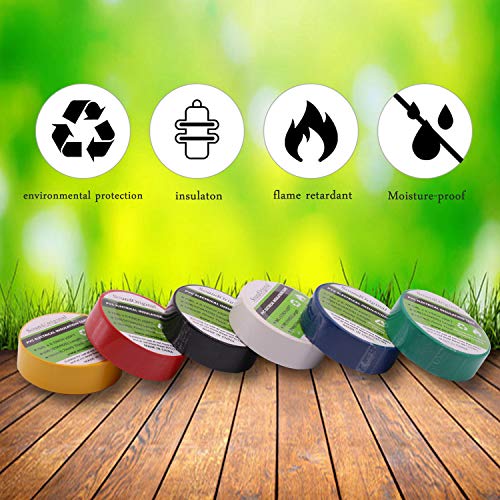 SoundOriginal Electrical Tape Colors 6 Pack 0.7-Inch by 30 Feet, Voltage Level 600V Dustproof, Adhesive for General Home Vehicle Auto Car Power Circuit Wiring Multicolor - Image 2