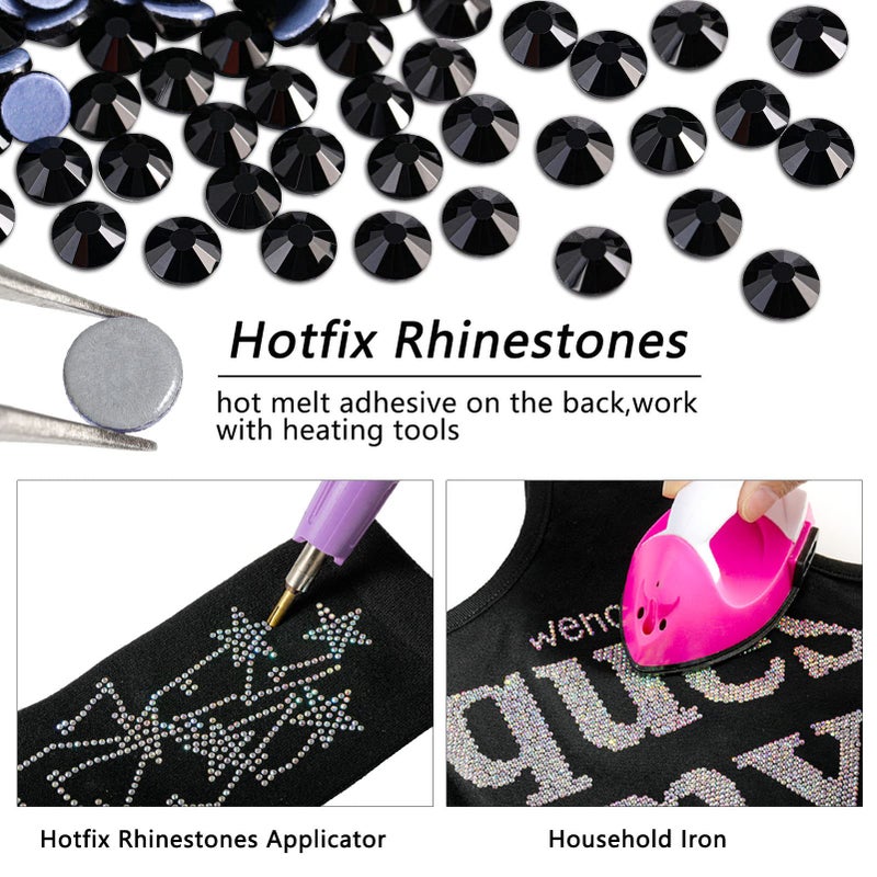 Beadsland Hotfix Rhinestones, 2880pcs Flatback Crystal Rhinestones for Crafts Clothes DIY Decoration, Black, SS10, 2.7-2.9mm - Image 5