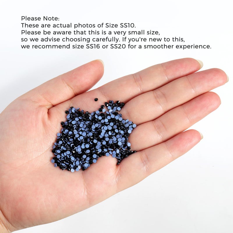 Beadsland Hotfix Rhinestones, 2880pcs Flatback Crystal Rhinestones for Crafts Clothes DIY Decoration, Black, SS10, 2.7-2.9mm - Image 4