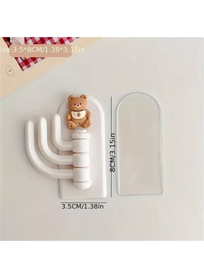 White Bear Adhesive Wall Hooks No Drill Installation Animal Key Holders Durable Plastic Space Saving Multi Purpose - Image 1