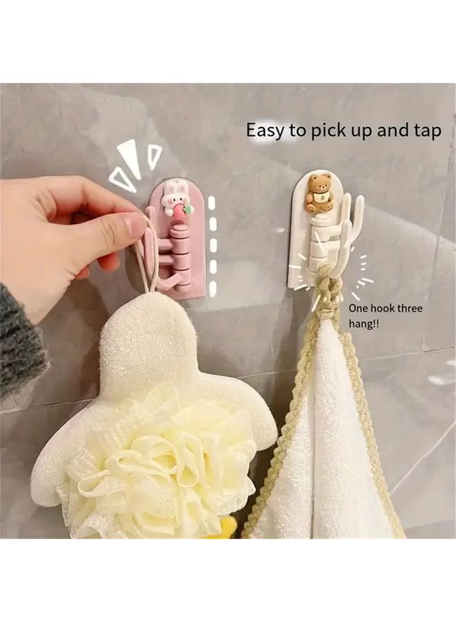 White Bear Adhesive Wall Hooks No Drill Installation Animal Key Holders Durable Plastic Space Saving Multi Purpose - Image 3