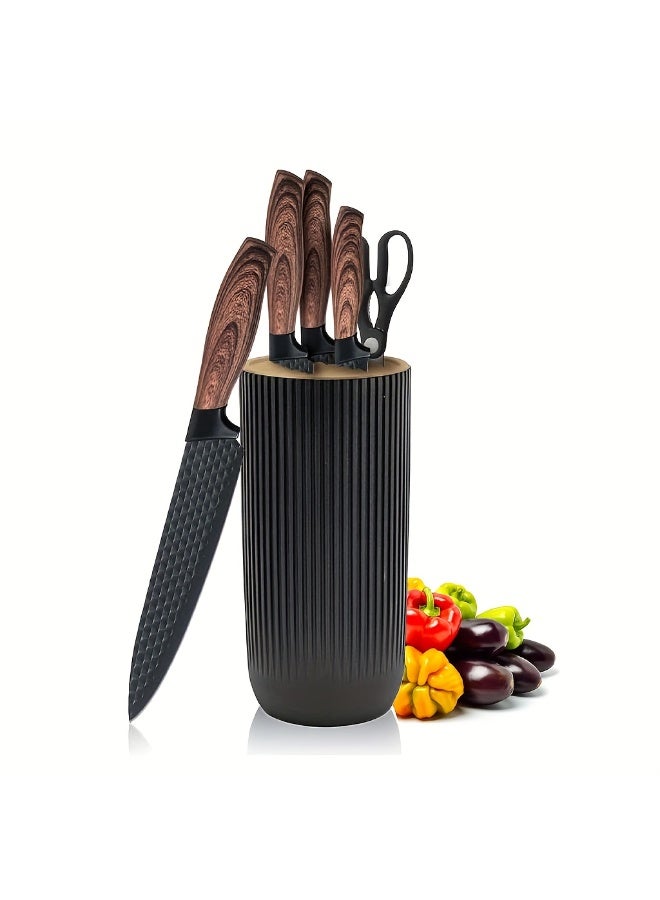 6-piece kitchen knife set, wooden handle, hand forged stainless steel blades, side dish knife, scissors, peeler, gift box set, kitchen decoration accessories, suitable for various holiday gifts - Image 1