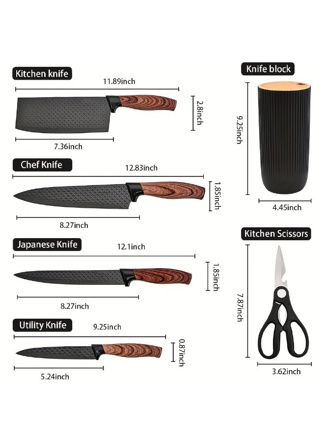 6-piece kitchen knife set, wooden handle, hand forged stainless steel blades, side dish knife, scissors, peeler, gift box set, kitchen decoration accessories, suitable for various holiday gifts - Image 2