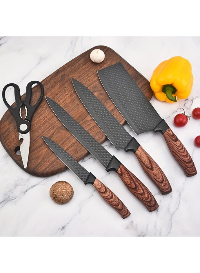 6-piece kitchen knife set, wooden handle, hand forged stainless steel blades, side dish knife, scissors, peeler, gift box set, kitchen decoration accessories, suitable for various holiday gifts - Image 4