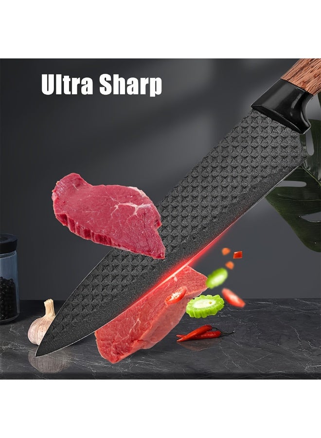 6-piece kitchen knife set, wooden handle, hand forged stainless steel blades, side dish knife, scissors, peeler, gift box set, kitchen decoration accessories, suitable for various holiday gifts - Image 5