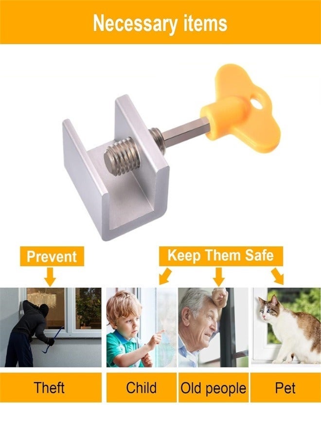 Window Locks, 6 Sets Adjustable Sliding Window Door Safety Locks with Key, Aluminum Window Locks Security Stoppers Adjustable Security Locks for Vertical Horizontal Slide Door Windows - Image 5