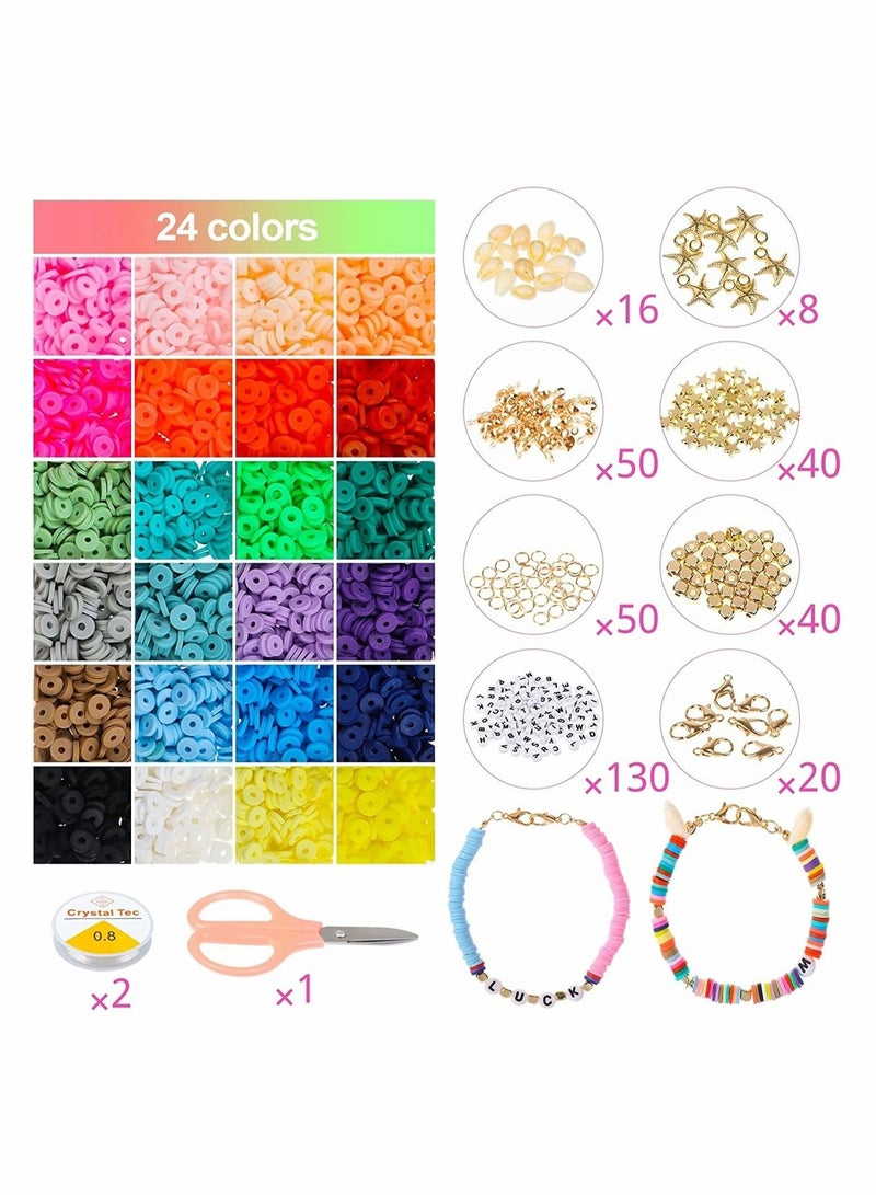 5800 pcs 6mm 24 Colors disc Beads Polymer Flat Beads for DIY Jewelry Making Bracelets Necklace - Image 1