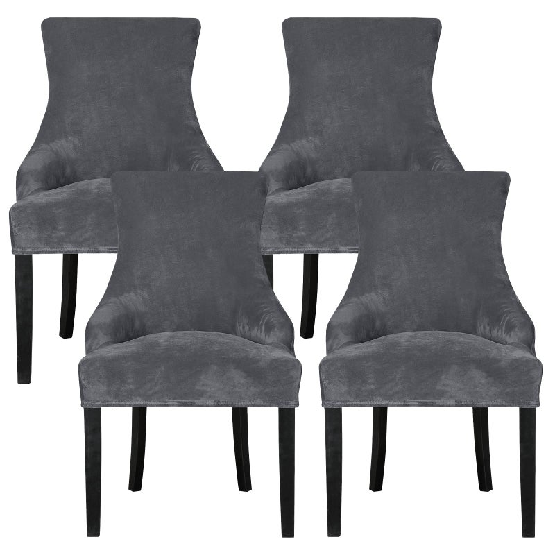 Leorate Dining Chair Covers Stretch Velvet Wingback Armchair Slipcovers Recliner Chair Protector for Kitchen Home Decor Grey Pack of 4