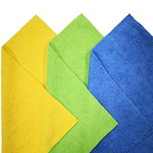 POLYTE Microfiber Cleaning Cloth Ultrasonic Cut Edgeless, 14 x 14 in (36 Pack, Blue,Green,Yellow) - Image 2