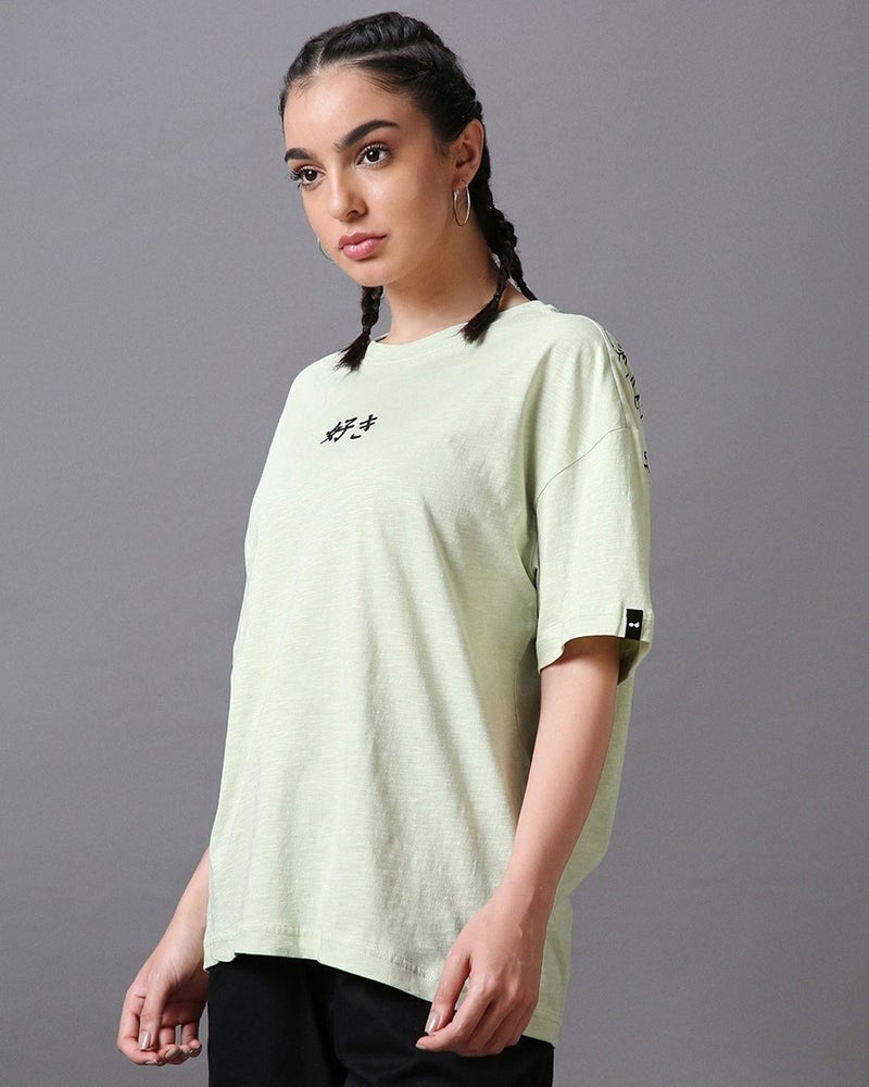 بيواكوف تيشيرت نسائي أخضر بطبعة جرافيك مافيس مقاس كبير - Image 4