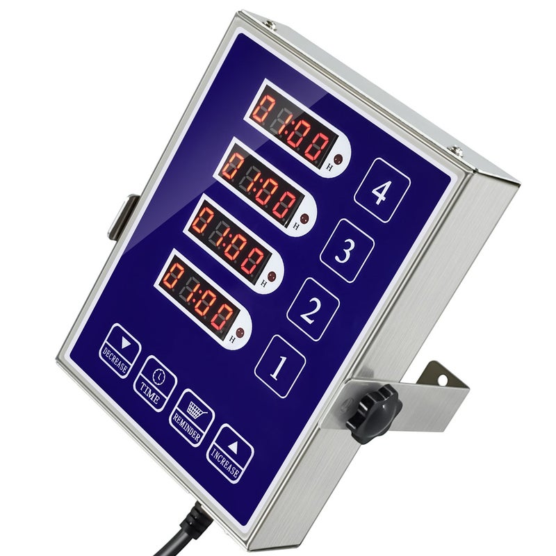 Yooyist Kitchen Timers For Cooking - 4 Channel Commercial Kitchen Timer Restaurant Kitchen Supplies - Stainless Steel Led Technology Kitchen Timer Digital - Reminder Function  Loud Alarm  Blue - Image 3