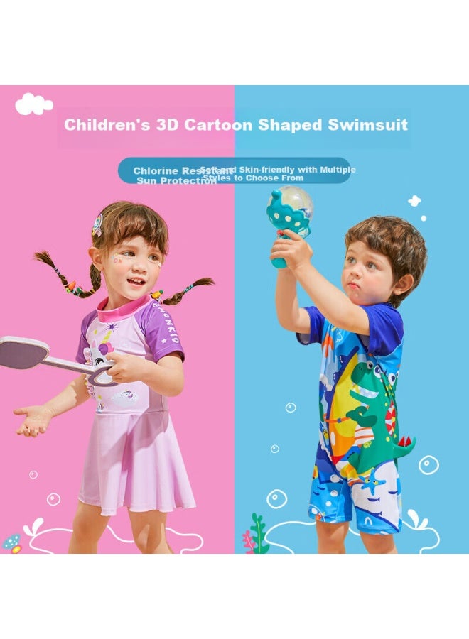 Lemonkid Children's One-piece Swimsuit, Quick-dry Swimwear For Boys And Girls, Big Kids And Toddlers, Pink And Purple Unicorn Design, Size 120 - Image 2