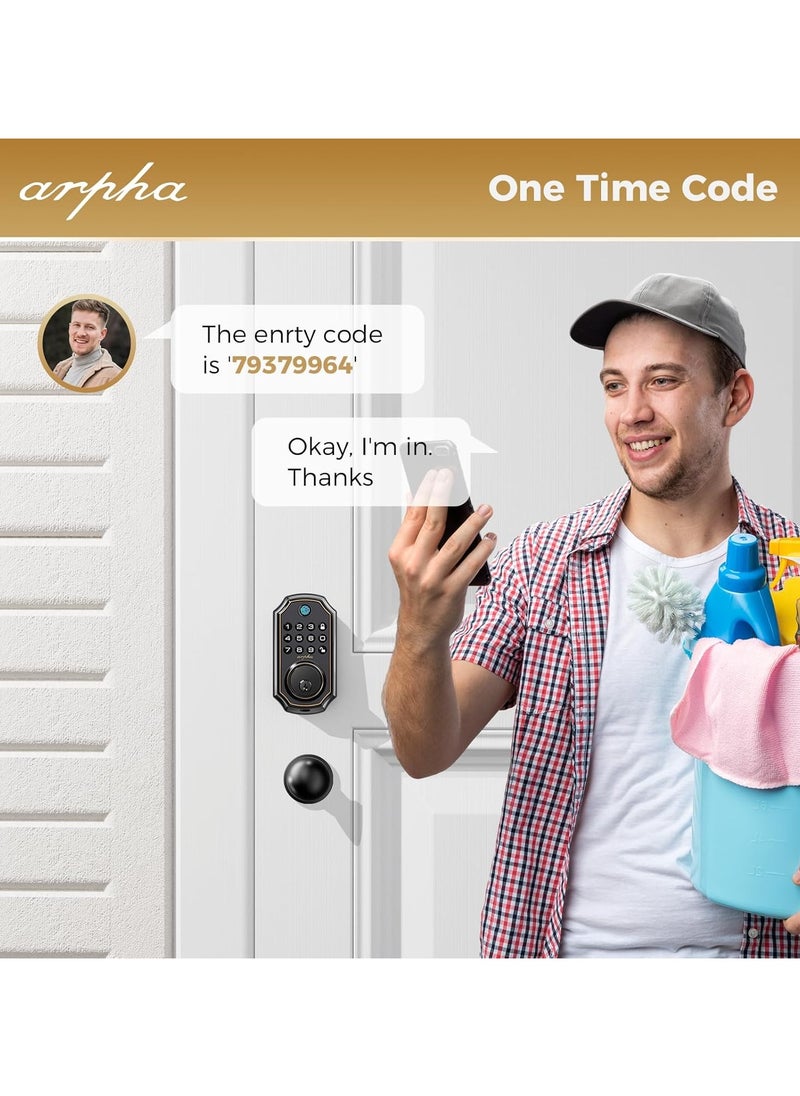 ARPHA - D280K Fingerprint Door Lock with Door Knobs, Keyless Entry Door Lock with App Control, Electronic Keypad Deadbolt for Front Door, One Time Code Anti-Peeping Password, Easy to Install - Image 1