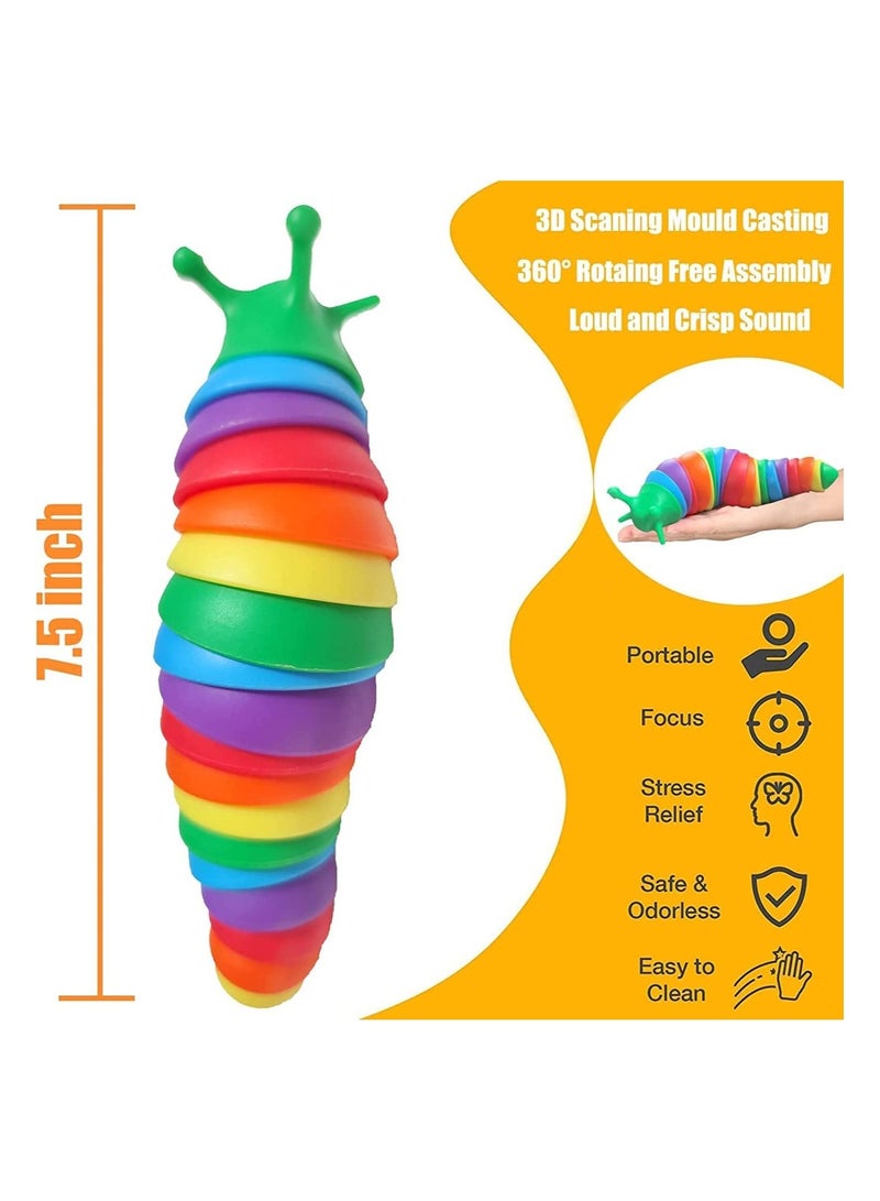 GGEROU Fidget Slug Toy,Sensory Toys Fidget Slug,Flexible Decompression Slug Toy for Relaxing,3D Articulated Caterpillar Slug Toy,Hand Sensory Toy for Adults - Image 2