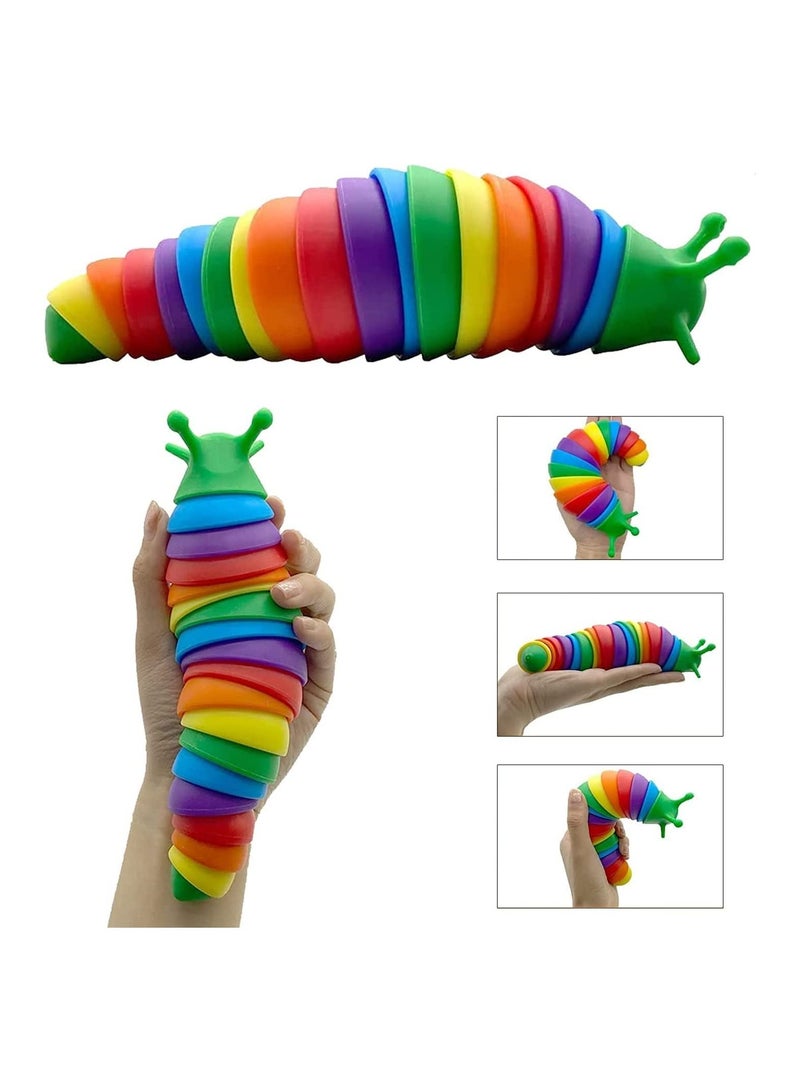 GGEROU Fidget Slug Toy,Sensory Toys Fidget Slug,Flexible Decompression Slug Toy for Relaxing,3D Articulated Caterpillar Slug Toy,Hand Sensory Toy for Adults - Image 3