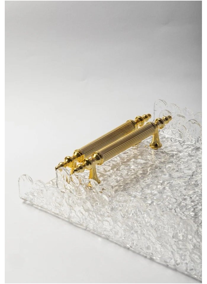 CC Bin Shihon Acrylic rectangular serving tray set with golden handles, 2 pieces  - Image 4