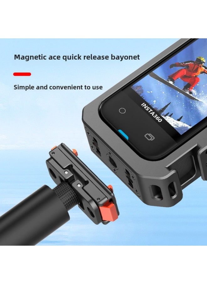 Generic Co-production Hetail Stone Insta360 X4 Metal Rabbit Cage Magnetic Rabbit Cage Stone X4 Sports Camera Accessories-Color:ACE Magnetic Attraction Quick Release  - Image 1