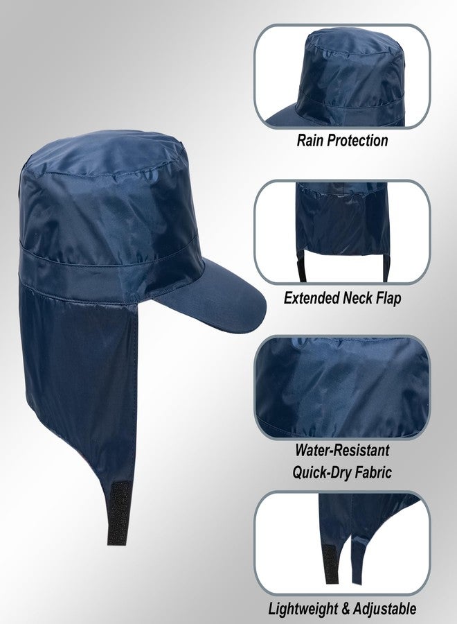 C Classic - Waterproof Outdoor Cap with Neck Flap, Quick-Dry Fabric, Adjustable Rain Wear, Rainy & Monsoon Caps for Hiking and Other Outdoor Acivities for Monsoon Season (in, Alpha, Free Size, Blue) - Image 3