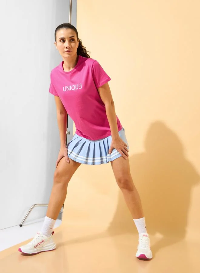 Cult Women Pink I Am Unique Print T-Shirt