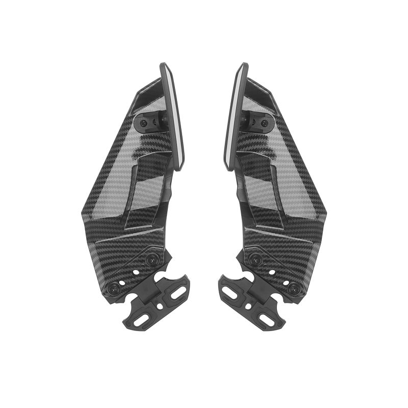 GZDLmoto Universal Motorcycle Rear View Mirrors, Fixed Wind Wing Side Rearview Mirror Replacement For Honda/Kawasaki/Yamaham/Suzuki/B-MW/Apriliar/Ducati (Carbon fiber stripes) - Image 1