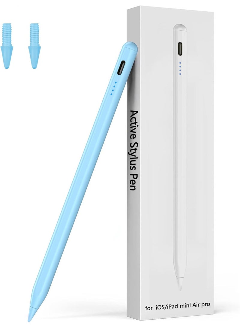 Pencil 9th & 10th Gen Compatible Stylus Pen for iPad 10/9/8/7/6 & iPad Pro 12.9"/11"/13" (M4) & iPad Mini 6/5, iPad Air 5/4/3 - Blue - Image 1