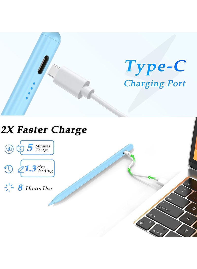 Pencil 9th & 10th Gen Compatible Stylus Pen for iPad 10/9/8/7/6 & iPad Pro 12.9"/11"/13" (M4) & iPad Mini 6/5, iPad Air 5/4/3 - Blue - Image 2