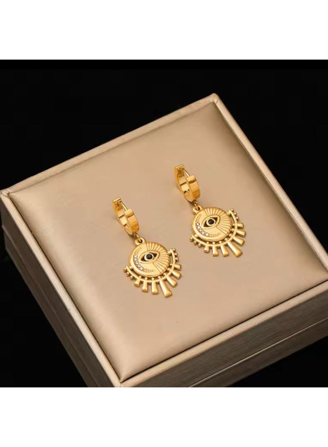 osir Gold Eye-Design Dangle Earrings - Image 1